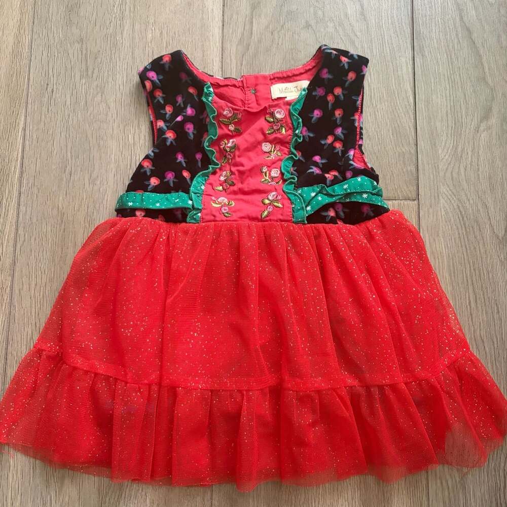 Matilda Jane Caroling Away Dress Size 4 Red Tulle Holiday